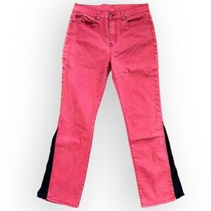 Women's Vintage Pink and Black Lace Panel Bootcut Jeans